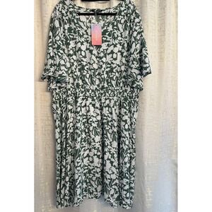 BloomChic Womens Plus Size‎ 30 Green and White Floral Flutter Sleeve New #10
